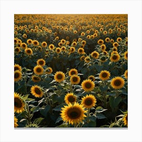 Sunflower Field At Sunset 2 Canvas Print