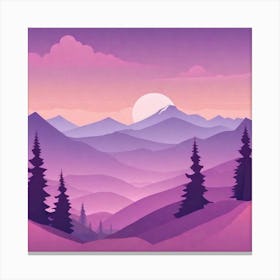 Misty mountains background in purple tone 38 Canvas Print