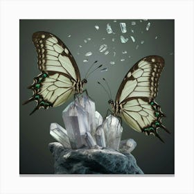 Butterflies On Crystals 1 Canvas Print