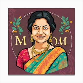 Mom In Sari Canvas Print