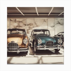 Classic Cars In A Museum Canvas Print