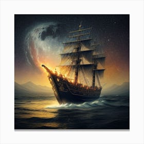 Ship At Night 1 Canvas Print