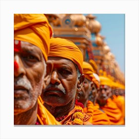 Hindu Men In Orange Turbans Canvas Print