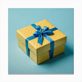 Gift Box With Blue Ribbon 3 Canvas Print