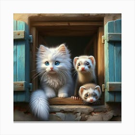 Ferrets In The Window 2 Canvas Print