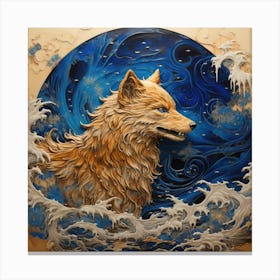 Wolf In The Sea Canvas Print