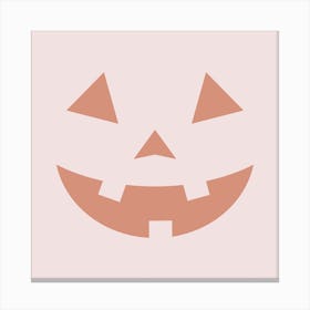 Cute Jack o Lantern Pumpkin Face Pink Canvas Print