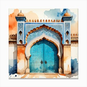 Watercolor Arabic Door - Fez Morocco Leinwandbild