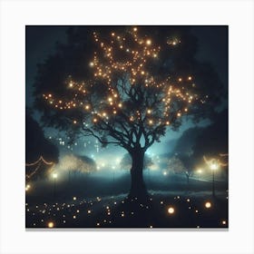 Tree At Night Canvas Print