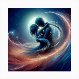 couple - Moon And The Stars Canvas Print