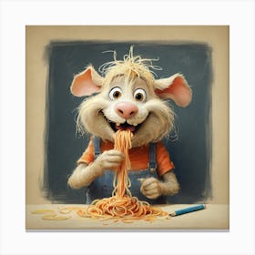 Rat Eating Spaghetti Canvas Print