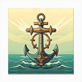 Anchor In The Sea Canvas Print