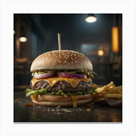 Burger And Fries 4 Canvas Print