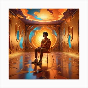 Surreal Digital Art Piece Showcasing A Person Seating Canvas Print