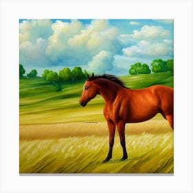 Horse In Field Canvas Print