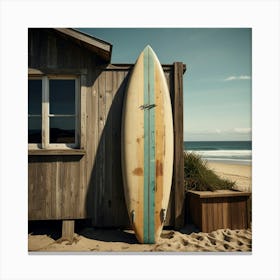 Surfboard Leaning Against A Shack Canvas Print