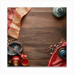 Chuseok Wooden Table From Above Banner Texture W 1718393474 4 Canvas Print