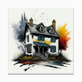 Colored House Ink Painting (113) Canvas Print