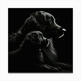 Black And White Dog Portrait 2 Canvas Print