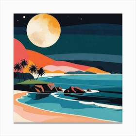 Beach And Moon Canvas Print