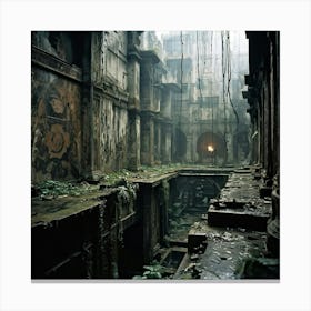 Aware Of The Extra Effort Required Explorers Delicately Thread Their Way Through A Labyrinth Of Dec Canvas Print