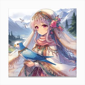 Belle and the birds Canvas Print