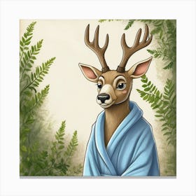 Deer In Bathrobe 14 Canvas Print