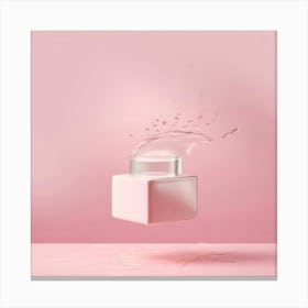 Jar Of Cream On Pink Background Canvas Print
