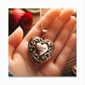 A Image Of A Pendant In A Heart Shape With I Love You Engraved On It 2 Canvas Print