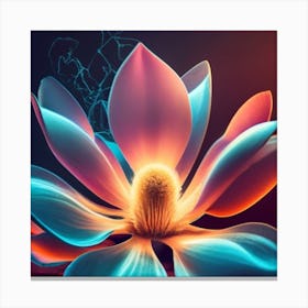 Silhouette of a fluorescent magnolia flower Canvas Print