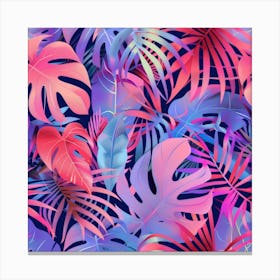 Tropical Leaves Seamless Pattern 14 Canvas Print