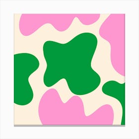 Abstract modern shapes green and pink Canvas Print