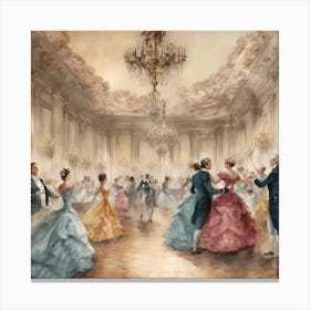 An Art Classic Portraying An Elegant Ballroom Sce Esrgan 3 Canvas Print