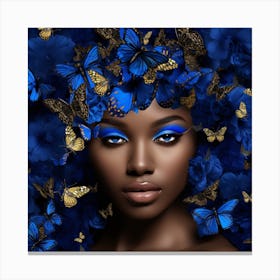 Blue Beauty With Butterflies 1 Canvas Print