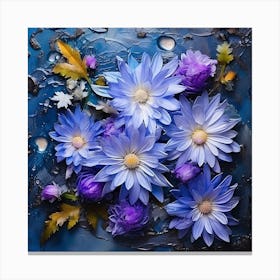 Blue Flowers On A Blue Background Canvas Print