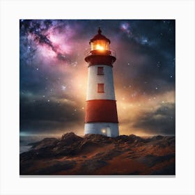 Lighthouse In Space Canvas Print
