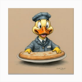 Donald Duck Pizza Delivery Canvas Print