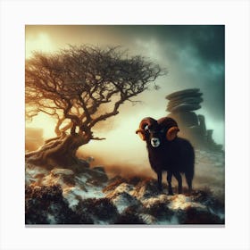Ram In The Snow 8 Canvas Print