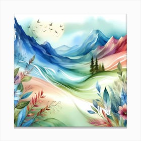 Watercolor Landscape Painting 72 Canvas Print