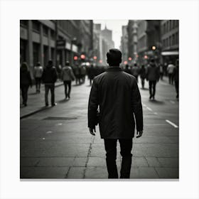 Man Walking Down The Street Canvas Print