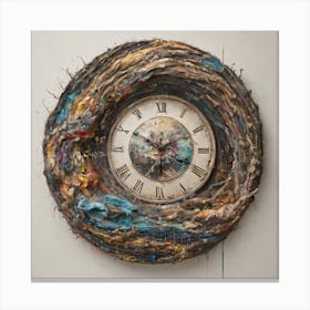 Birds Nest Clock Canvas Print