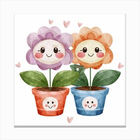 Couple Of Flowers In Pots Canvas Print