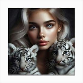White Tiger Cubs 4 Canvas Print