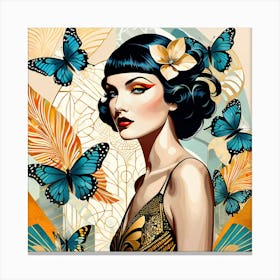 Woman With Butterflies Canvas Print