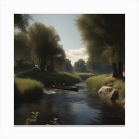 Boat On A River 7 Canvas Print