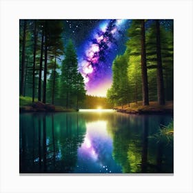 Night Sky In The Forest 3 Canvas Print