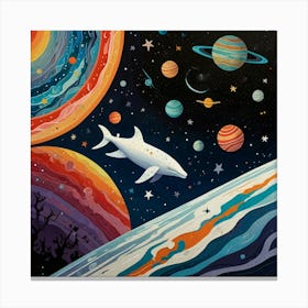 Dolphin In Space Canvas Print