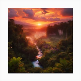 Sunrise In The Jungle Canvas Print