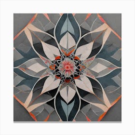 Firefly Beautiful Modern Detailed Floral Indian Mosaic Mandala Pattern In Neutral Gray, Charcoal, Si (1) Canvas Print