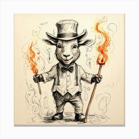 Goat With Torches 1 Canvas Print